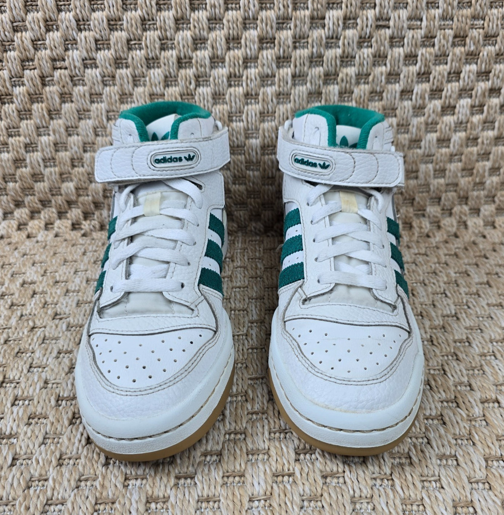 Adidas Forum Mid White Green Basketball Sneakers Mens sz 5 Womens sz 6.5 H00733